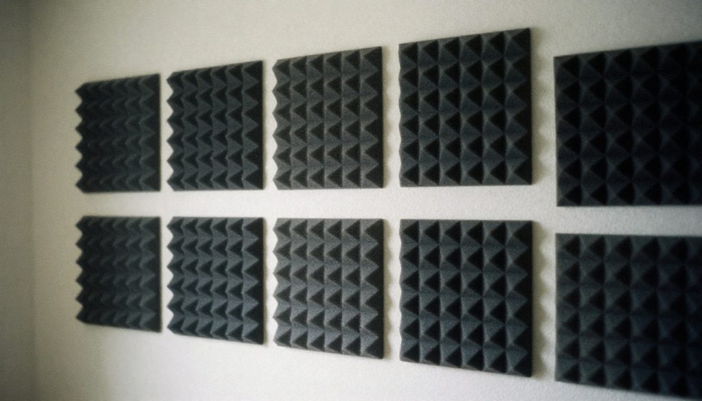 Acoustic foam panels on bedroom wall
