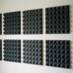 Acoustic foam panels on bedroom wall