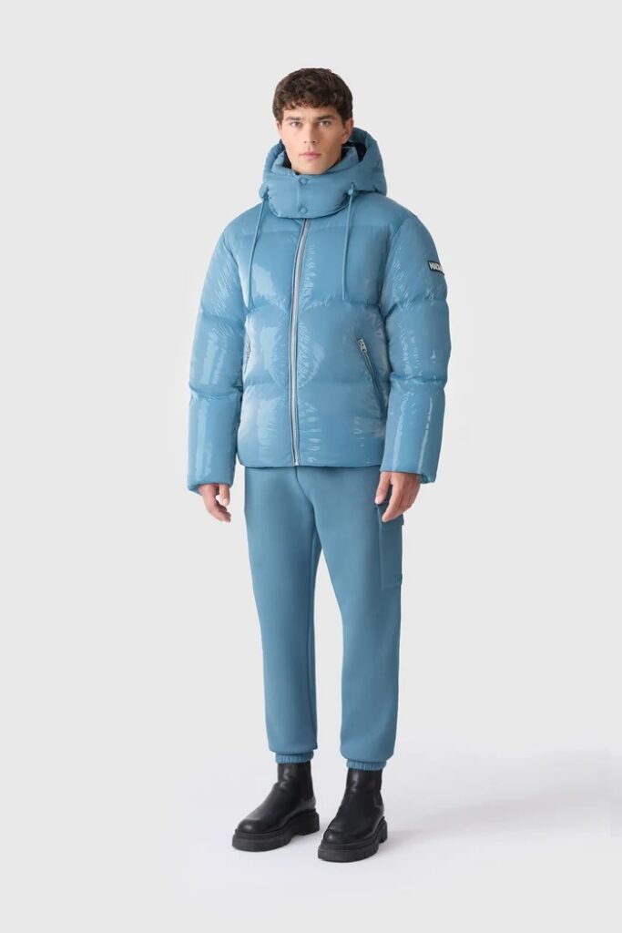 KENT-GLO High-Gloss Hooded Provincial Blue Down Jacket